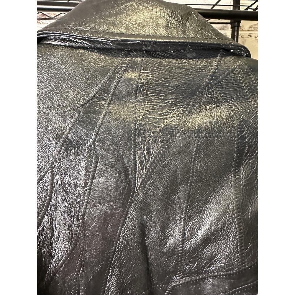 Leather & Soul Men's Black Leather Jacket XL Full Zip Lined Spread Collar Short - Picture 9 of 13